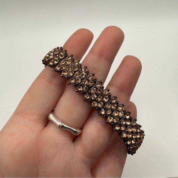 Monet Jewelry - Monet Rose Gold Brown Rhinestone Stretch Bracelet